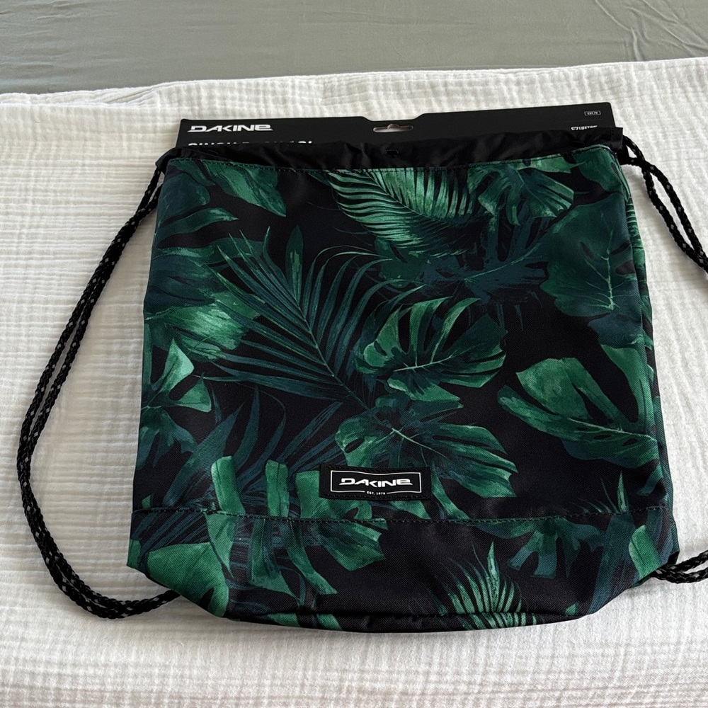 Dakine Black and Green Leaf Print Backpack